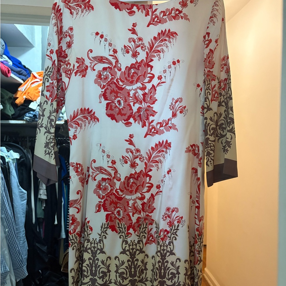 Neiman Marcus Red and White Asymmetrical Sheath Mini Dress